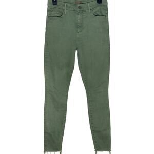 Mother High Waisted Looker Ankle Fray Trespassing Green Denim, Women's Size 27